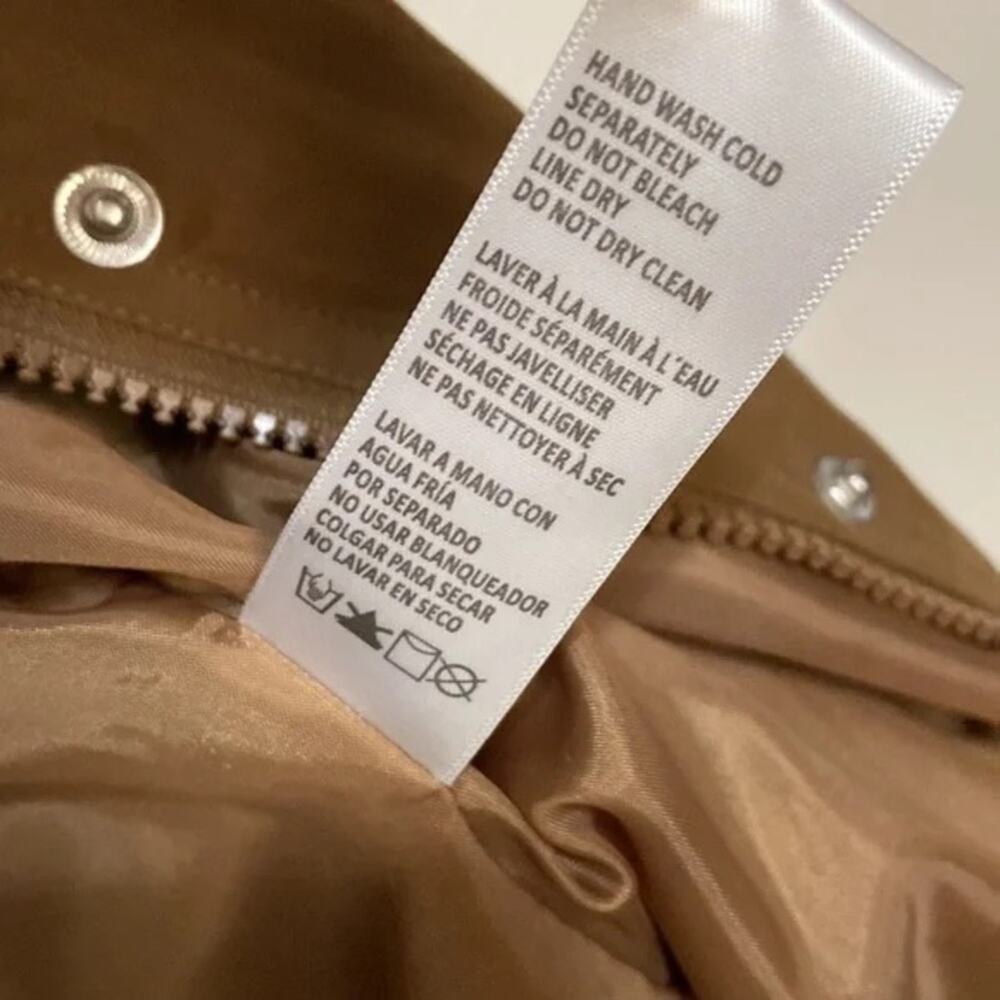 Good American Brushed Track Snap Jacket in the color Sepia 001 faux suede Small - Picture 7 of 9